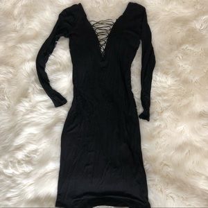Black midi long sleeve dress